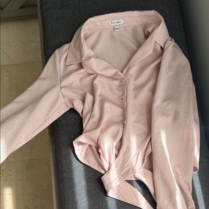 love, Fire Light Pink Button-Up Blouse